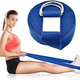 LRK Yoga Strap & Stretching Belt | Ideal for Yoga, Pilates, Therapy, Dance, Gymnastics & Flexibility | 60% Thicker Belt with Extra Safe Adjustable Metal D-Ring Buckle | Eco-Friendly, 8 feet (Blue)-image-52