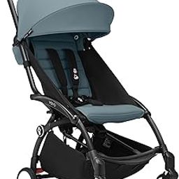 Stokke Babyzen YOYO3 Stroller from 6 Months - Includes Black Frame, Seat Cushion + Canopy - Folds in & Out in a Flash - Light & Compact - Carry-On Compatible - Aqua-picture-11