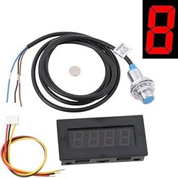 LYWS 4 Digital Red LED Tachometer RPM Speed Meter+NPN Hall Proximity Switch Sensor w/Black Shell-8