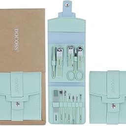 DOCOSS Manicure Kit For Women,Nail Cutter Kit For Women/Girls With Leather Pouch For Manicure Pedicure kit with Acne needle,Nail Cllippers & Tools (Mint Green)-14