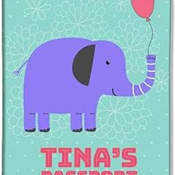 Personalized Passport Cover PU Leather Polyfabric - Blue Elephant-image-11