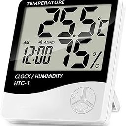 NORDPIT Hygrometer Digital Clock Thermometer, White, Black-picture-10