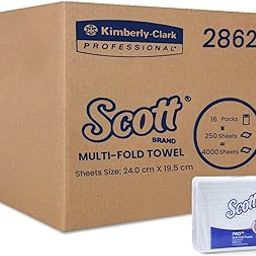 Scott Multi Fold Hand Towel 28620 - M Fold Towel - 16 Packs x 250 Sheets - White Folded Towel Sheets 24 cm X 19.6 cm (4000 Total)-image-7