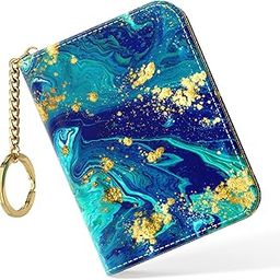 Credit Card Holder, Small RFID Card Wallet for Women, Slim Leather Card Holder Wallet, Ocean Marble, Fashions-32