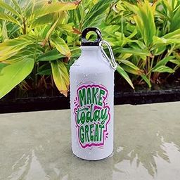 PALESAA Designer Make Today Great Printed Aluminium Sipper Bottle With Hook Ideal for all Age Groups (600, Round, 1, 600ml Sipper)-image-85