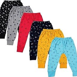 Kids Baby Boys & Girls Printed Cotton Pajama/Pajami Bottom Pants with Rib/Grip for Infant & Toddlers- (Light/Dark) Multicolor (Pack of 6)-image-64