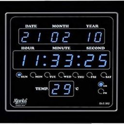 Ajanta Quartz Digital Blue LED Square Wall Clock OLC - 302 (25.4 cm x 25.4 cm x 3.5 cm) ,Plastic-20