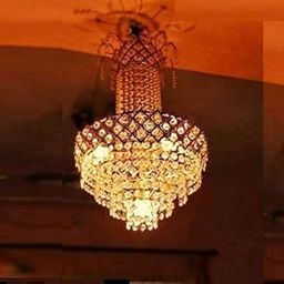 TRIXY Golden Color Crystal Jhumar Hanging Light Flush Mount Ceiling Lamp#14-image-99