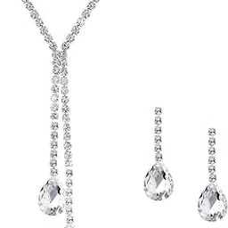 Jewellery Set for Women Fashion Crystal Zircon Necklace Set with Earrings for Women and Girls-image-125
