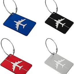 SNEHIDA Metal Luggage Tags, Handle Wraps Travel Identification Labels Bag Tag, Aircraft Luggage Boarding Tags, Luggage Labels for Suitcases with Name Address Phone Number (Pack of 4) (Multicolour)-picture-34
