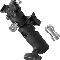 SWOOMEY Adjustable Flash Light Stand Adapter Umbrella Clamp Portable Black Photography Bracket for Studio Use Compatible 1/4 and 3/8 Mounts-image-62