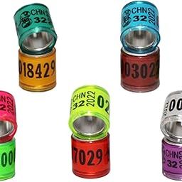 MERISHOPP 100Pcs 2022 Aluminium Bird Racing Pigeon Foot Rings Bands 8mm Mix-12