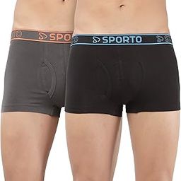 Men's Mid-Rise Super Soft & Stretchable Solid Cotton-Spandex Square Trunks with No-Fold & No-Pinch Elastic Waistband (Combo Pack)-image-78