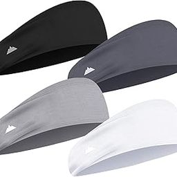 Mens Headband - Running Sweat Head Bands for Sports - Athletic Sweatbands for Workout/Exercise, Tennis & Football - Ultimate Performance Stretch & Moisture Wicking (4 Pk: Blk, Dark & Light Gry, Wht)-image-15