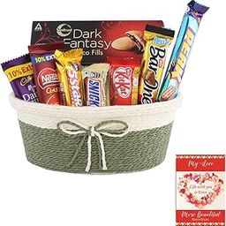 SFU E Com Tasty Chocolaty Gift Basket | Valentine Chocolate With Love Greeting Card | Valentine Chocolate Hamper | 340-95