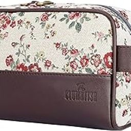 Flossy Multipurpose Tapestry Travel Pouch Toiletry Bag Shaving Kit Bag for Men Make-Up Pouch for Women Toiletry Bag for Men Travel Kit for Men & Women (White-Floral)-image-23