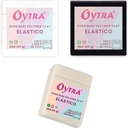 Oytra 3 Colors Polymer Clay Elastico Series Oven Bake Clay 57g/2oz per Colour (Black, White, Transculent)-image-3