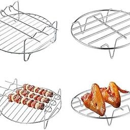 ELBME® 2Pack Air Fryer Rack Stainless Steel Double Layer Air Fryer Accessories Grilling Rack with 3 Skewers for Oven and Press Cooker, Barbecue, Roasting Oven-image-40