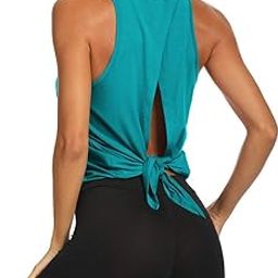 Open Back Workout Yoga Shirts Tie Back Yoga Tank Workout Tops for Women-picture-4