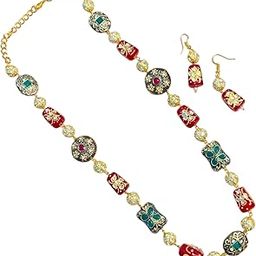 Aamrapali SG | Golden wire Knot necklace Multicolor Beads Jewellery Set 1 Line Necklace for Women & Girls-image-11