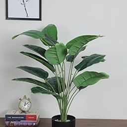 ARICK DECOR 2.2Ft Artificial Banana Plants Money Plants with Basic Black Pot | 18 Leaves | 75 cm Tall Natural Looking Indoor Plant (Multicolor-113)-image-4
