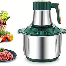 NIYAMKAAY Food Chopper, 3L Stainless Steel Electric Meat Grinder with handle, Food Processor with 4 Sharp Blades for Baby Food, Meat, Nuts, Onion, Vegetables (Green) (3L WITH HANDLE)-22