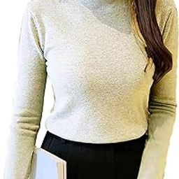 Women's Knitted Long Sleeve Turtle Neck Top T-Shirt Pullover Sweater DN884 (One Size Fit XS-S)-image-66