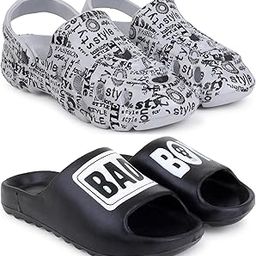 Combo Pack of 2 Slipper/Flip Flops/Slides/Clogs/Sandals with Adjustable Back Strap for Men (Cl-A-Style,Y-B-Boy)-picture-1