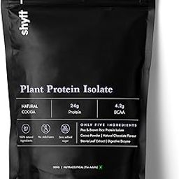 Shyft Plant Protein Isolate | Natural Cocoa - 500g | Pea & Rice Protein | 24g Protein, 4.2g BCAA | Easy to Digest | Complete Amino Acid Profile | Just 5 Natural Ingredients | No Chemicals | Chocolate-image-23