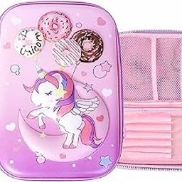 Umadiya 3D Unicorn Embossed Cover Pencil Case with Compartments, Kids Pencil Box, School Supply, Students, Stationery Box, Cosmetic Zip Pouch Bag (1 Unit, Canvas, Multicolor)-image-14