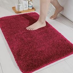 LUXE HOME INTERNATIONAL Bath Microfibre Rectangular Mat Super Soft Anti Skid Newman Mats for Bathroom (40x60 cm, Maroon)-26