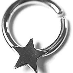 Shiny Silver Star Septum Nose Ring ~ 5 Point Star ~ Twist on Nose Hoop Star Nose Ring-image-47