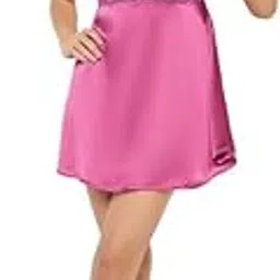 clovia Women's Satin Solid Padded Babydoll - Pink-picture-1