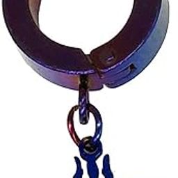 Trishul Mahakal Charm Drop Huggie Blue Stainless Steel Hoop Earring-image-15