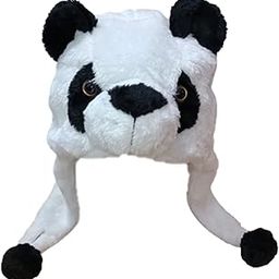 Unisex Fur Plush Animal Panda Warm Ski Cap Beanie Hat White Free Size-38