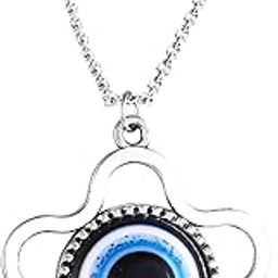 Evil eye Chain Pendant for Men Black Silver Necklace for Boys Mens boyfriend gents Boy girls Women Unisex Stainless Steel platinum Chains Locket Valentine Titanium Stylish Pendant-M407-image-73