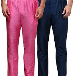 Mens Pack of 2 Cotton Blend Ethnic Wear Solid Pyjama with Elasticated Waistband and Side Pockets-image-6