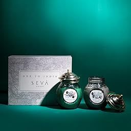 SEVA HOME Ode to India Darjeeling & Kochi Scented Candle Gift Set | 45 Hour Burn | Natural Soy Wax | Home Decor | Perfect Birthday & Anniversary Gift for Friends & Family | Rakhi Gift | Luxury Gifting-image-5