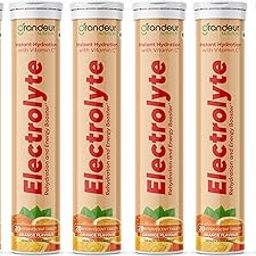 Grandeur Electrolyte No Added Sugar energy drink for instant Hydration - 120 Effervescent Tablets with Vitamin C | Rehydration & Energy Booster | orange Flavor-image-40