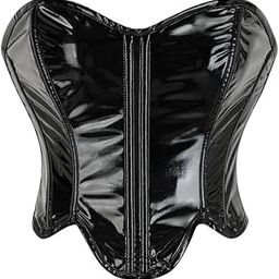 Women’s Shiny PU Patent Leather Corset | Navel-Baring Waist Trainer with Zipper-image-35
