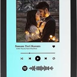 FA6 Personalized Premium Print Wall Mount Rectangular Music Frame With Photo Upload|Scannable Spotify Song Link Qr Code Frame With Your Photo|Wooden Framed With Plaxiglass-Turquoise&White-12X18 Inch-image-59