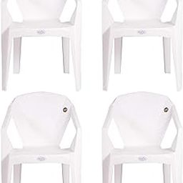 PETALS Plastic Chair for Living Room | Armchairs Set of 4 | Stackable Fibre Arm Chair for Home, Office, Garden, Drawing Room, Indoor & Outdoor | Cap Upto 150 Kgs | White, Nakshatra | 3 Years Warranty-image-108
