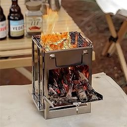 Sankirtan Folding Stainless Steel Stove| Portable Wood Burning Fire Pit| Square Stove for Picnic Hiking Cooking, Lightweight for Outdoor-image-0