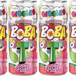 Abbie's Giggles Popping Boba Bubble Tea Lychee Drink, 320ml Cans, Pack of 4 Ready to Serve Beverage-image-39