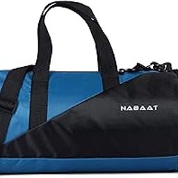 NABAAT Polyester Duffle/Shoulder/Gym Bags for Men and Women Sports Side Bag for Travel, Water Resistant with Shoe Compartment (Blue_Black, GMB-BLBK-1)-image-31