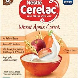 CERELAC Baby Cereal | No Refined Sugar | Wheat Apple Carrot for 6-24 months baby | Omega 3 Iron Protein Calcium Vitamin D for babies | Instant Infant Cereal | Travel Friendly | 300g-26