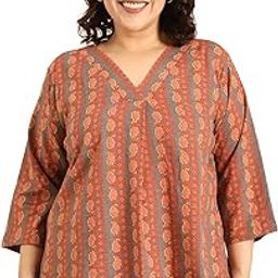 Women's Plus Cotton Rust V-Neck Top (TOP Vneck Rust)-image-65