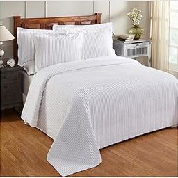 Better Trends 1 Piece Chenille Bedspread King Size Gift for Mom 100% Cotton Chenille Bedspread Lightweight Classic Stripe Pattern Bedroom Decor Jullian Collection-image-63