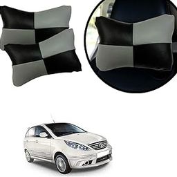 Shoolin Grey Neck Rest Soft Cushion in Leatherette Material Check Design for CaR_504-image-7