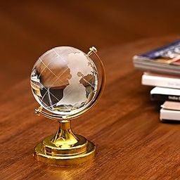 HindCraft Feng Shui Crystal Ball with Golden Stand – Decorative Office Desk Accessories, Positive Energy Showpiece for Office, Study Table Decor, Vastu Globe for Home & Work Table-13
